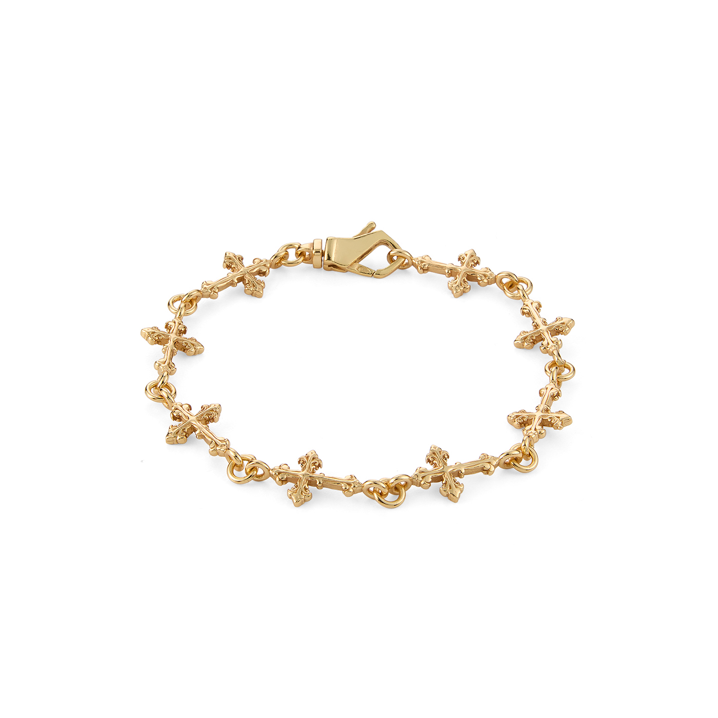 Gold plated sterling silver multi cross avelli bracelet | EMANUELE
