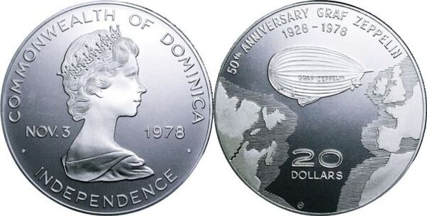 20 Dollars - Elizabeth II (Graf Zeppelin) - Dominica – Numista