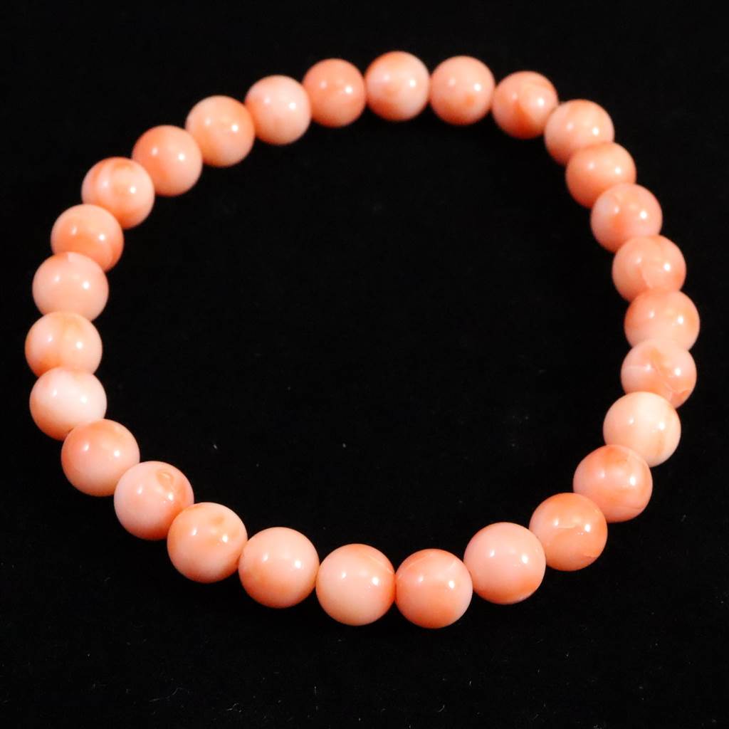 高知県産 天然 宝石珊瑚 桃色サンゴ 深海サンゴ 6.5mmブレスレット