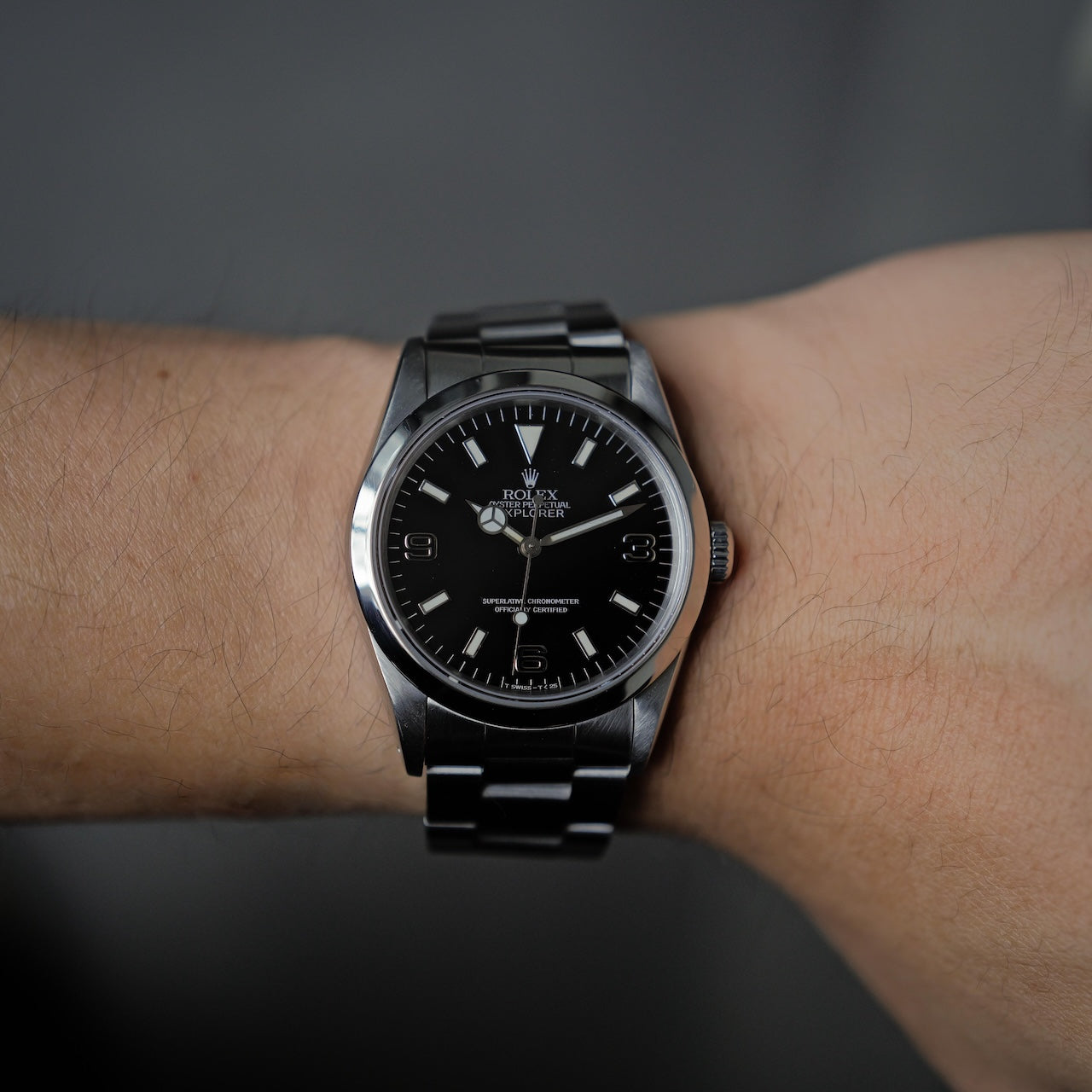 ロレックス/エクスプローラー1/14270/E番/ブラックアウト/シルバー