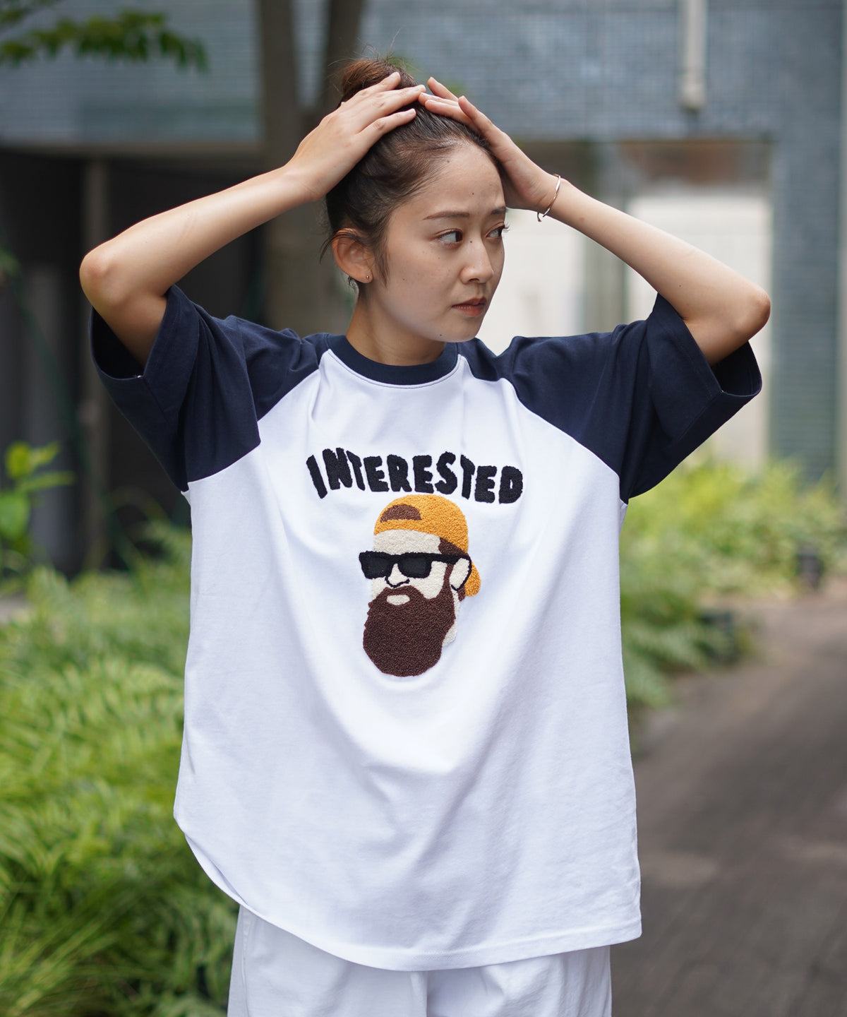 髭おじさん サガラ 刺繡 ビッグ シルエット ラグラン Tシャツ USA