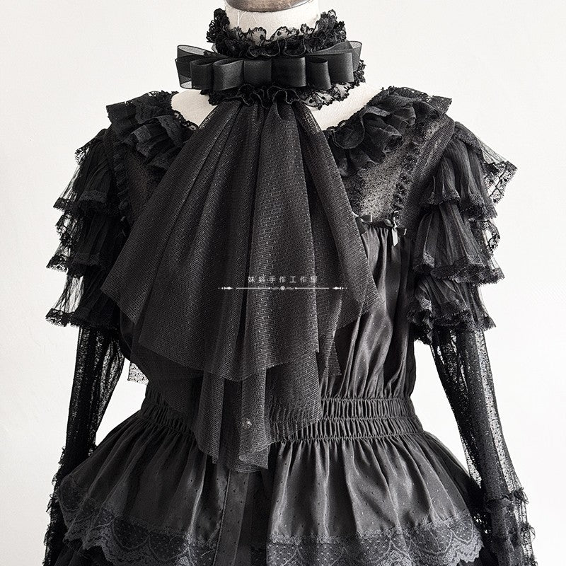 リボンヴェール付きヘッドドレス(ブラック・ホワイト)【妹抖手作工作屋