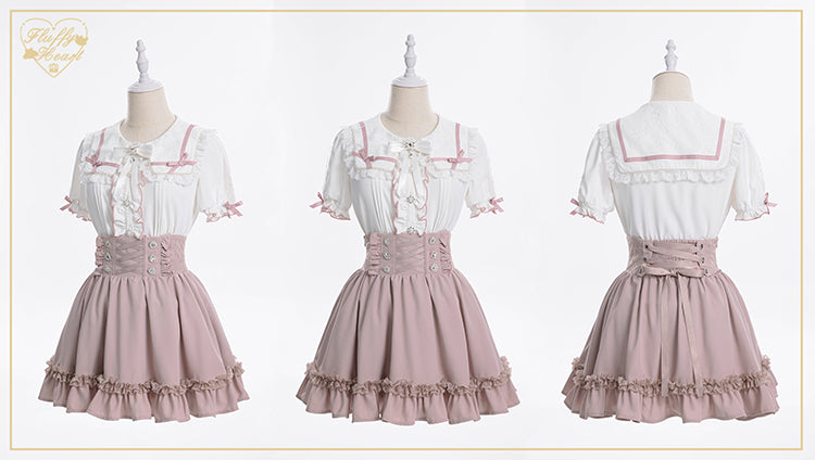 スクエアセーラー 地雷系スカート【Fluffy Heart】 – Epetice