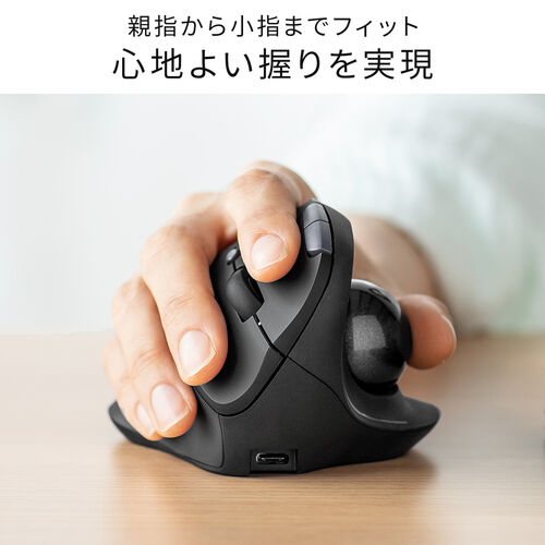 エルゴノミクス トラックボール 親指操作 Bluetooth & 専用レシーバー