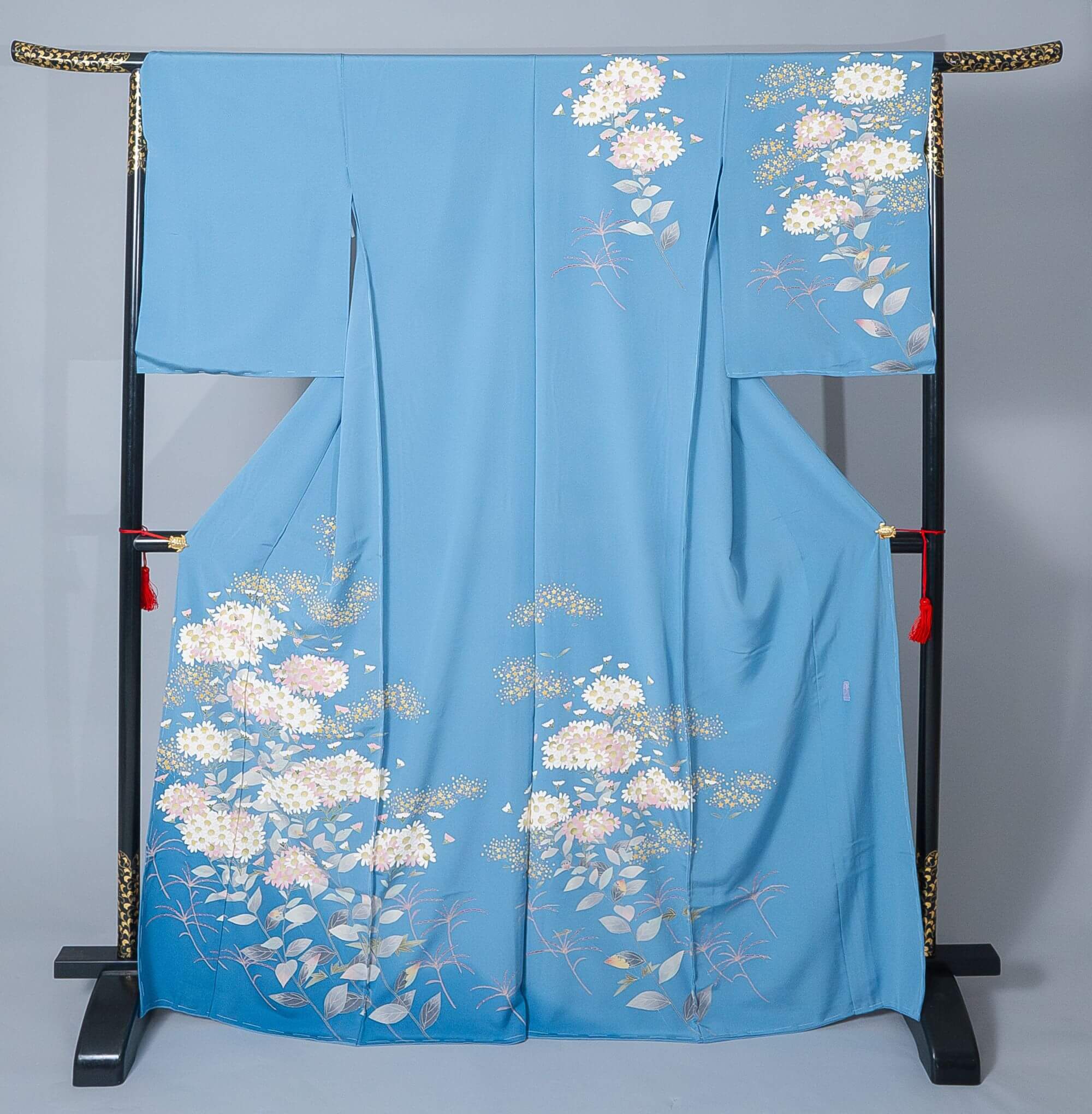 新品【加賀友禅訪問着】空色 星×雛菊｜加賀友禅 絹100％ 八掛付き 未