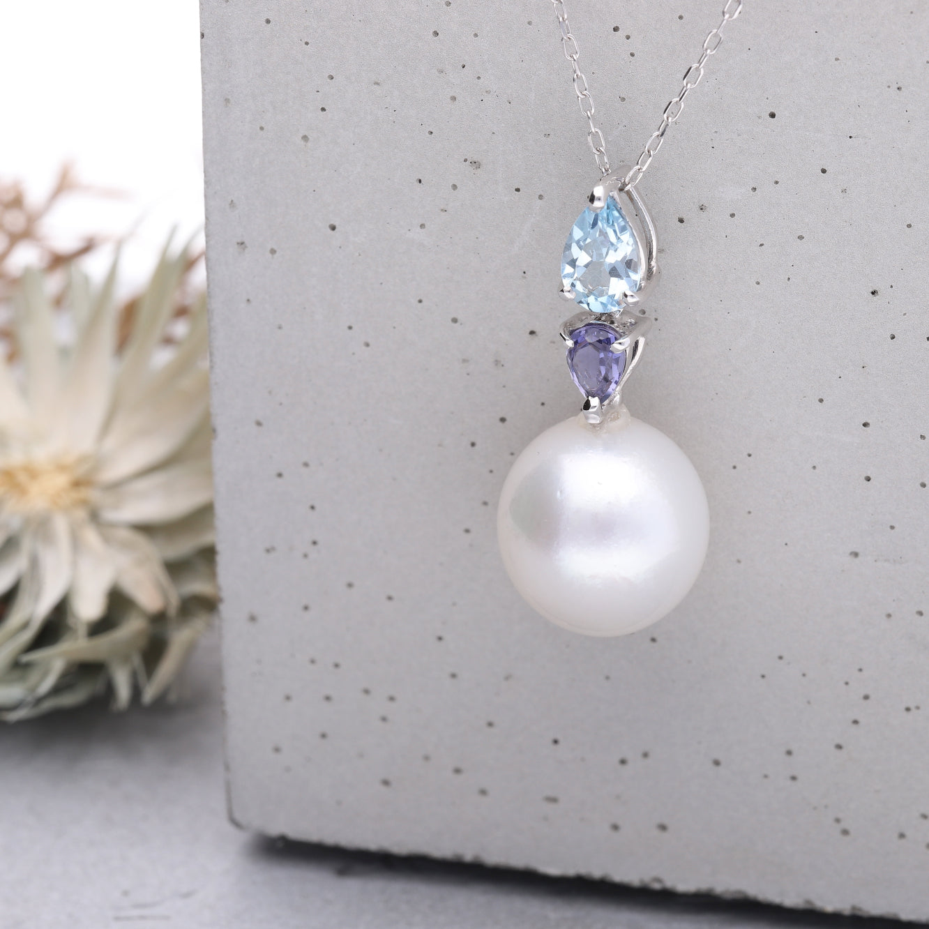 菫Ⅱ】シロチョウパール ブルートパーズ アイオライト ホワイト