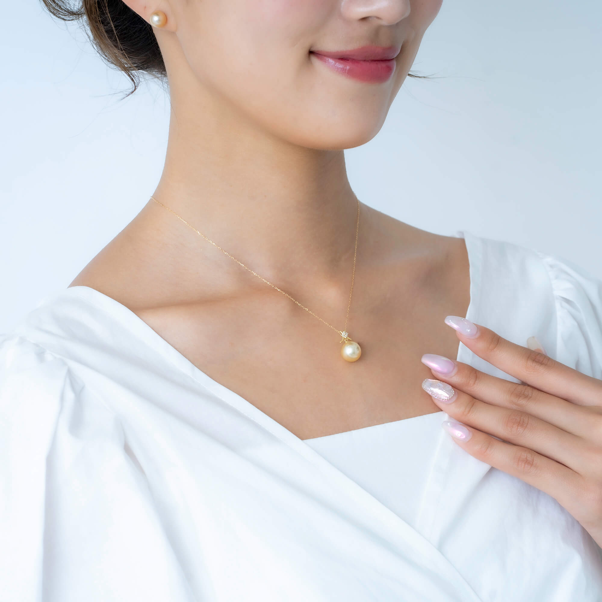 久遠】ゴールデンパール ダイヤモンド イエローゴールド ペンダント