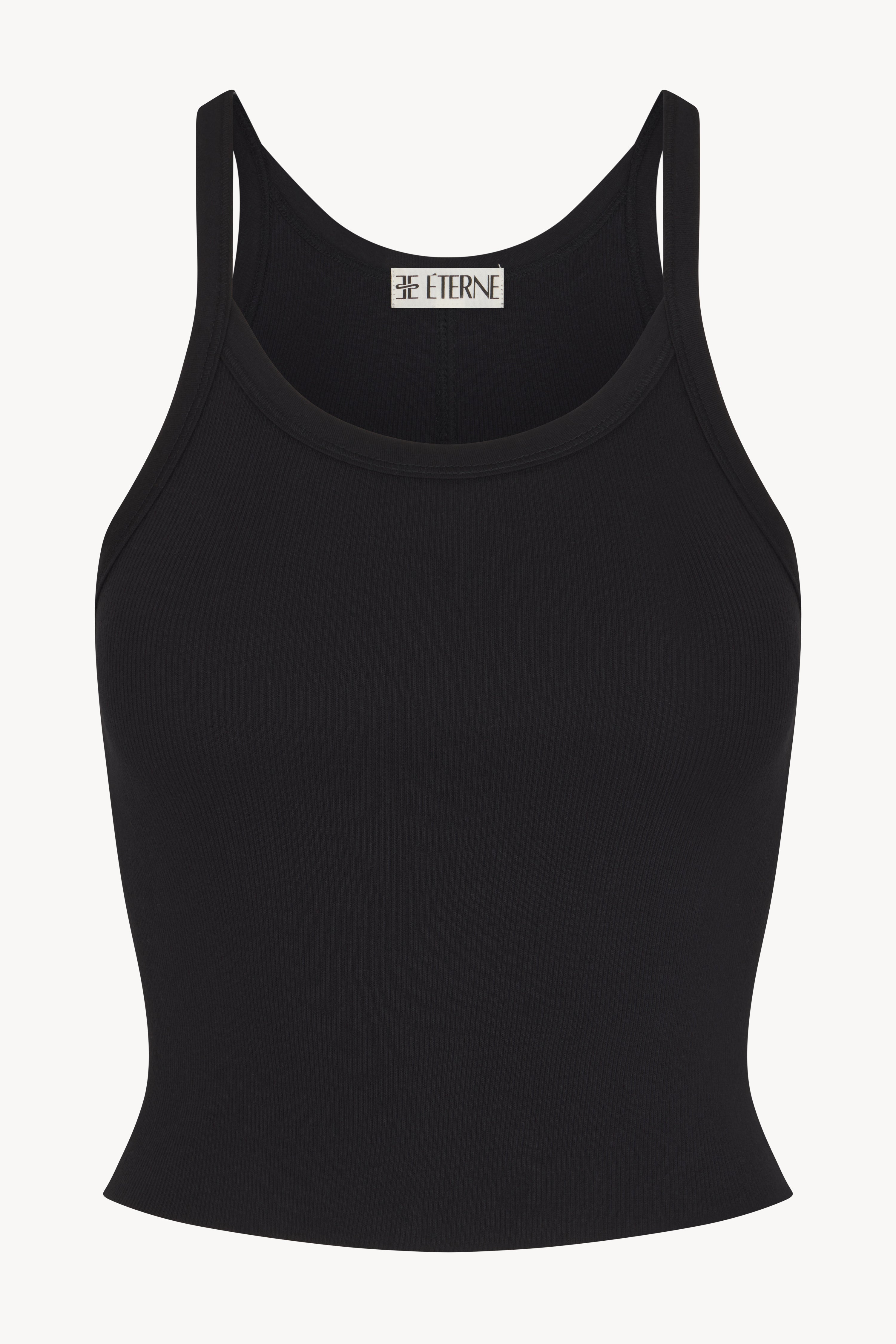 Cropped Rib Tank | Cotton Rib | Black