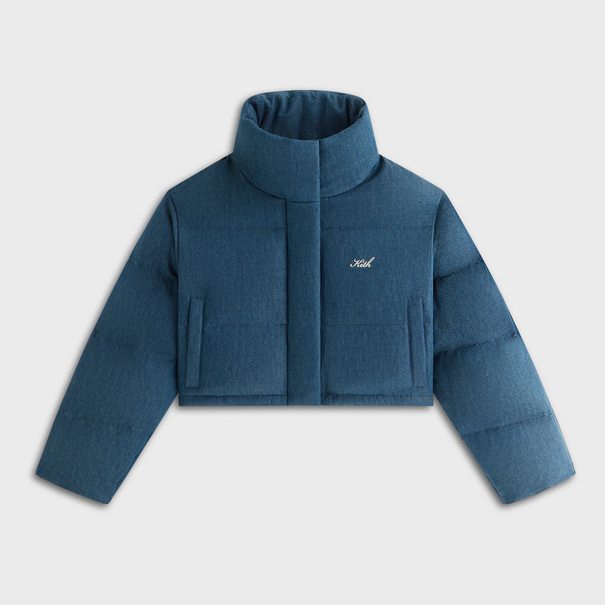 Kith Women Shae Tinted Denim Cropped Puffer - Luka Wash – Kith Europe