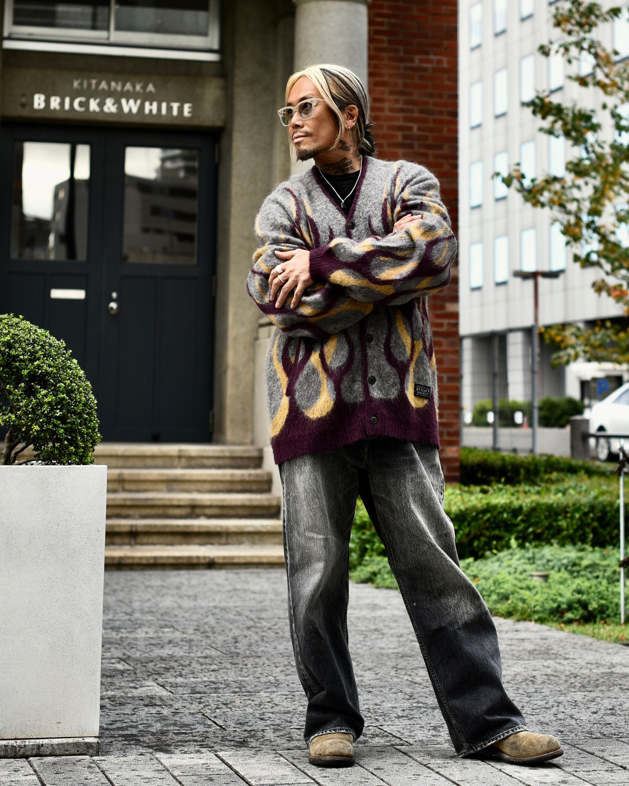 EVILACT FLAMES MOHAIR CARDIGAN blue | EVILACT (イーブルアクト