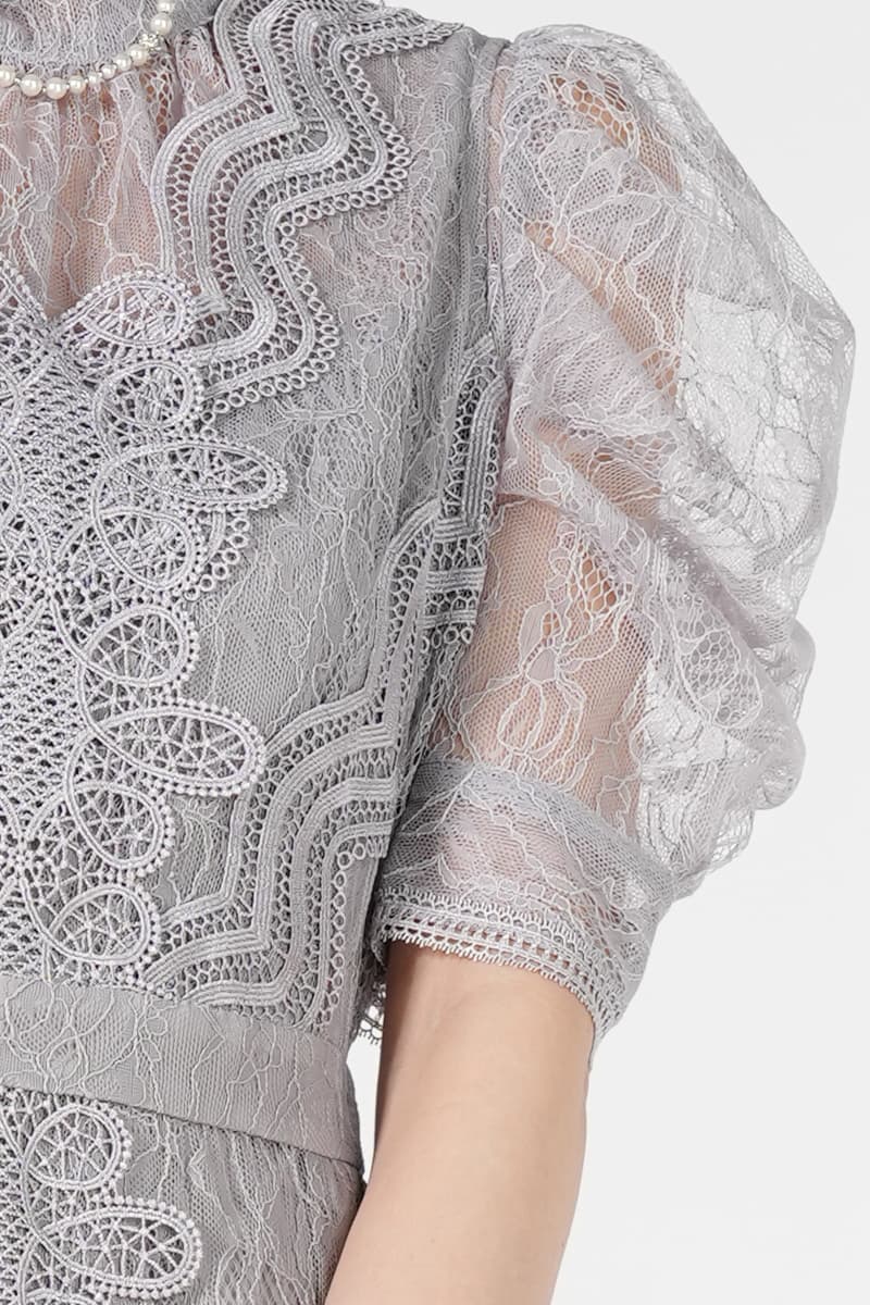 SNIDEL スイッチングレース刺繍ライトグレードレス (S) をレンタル