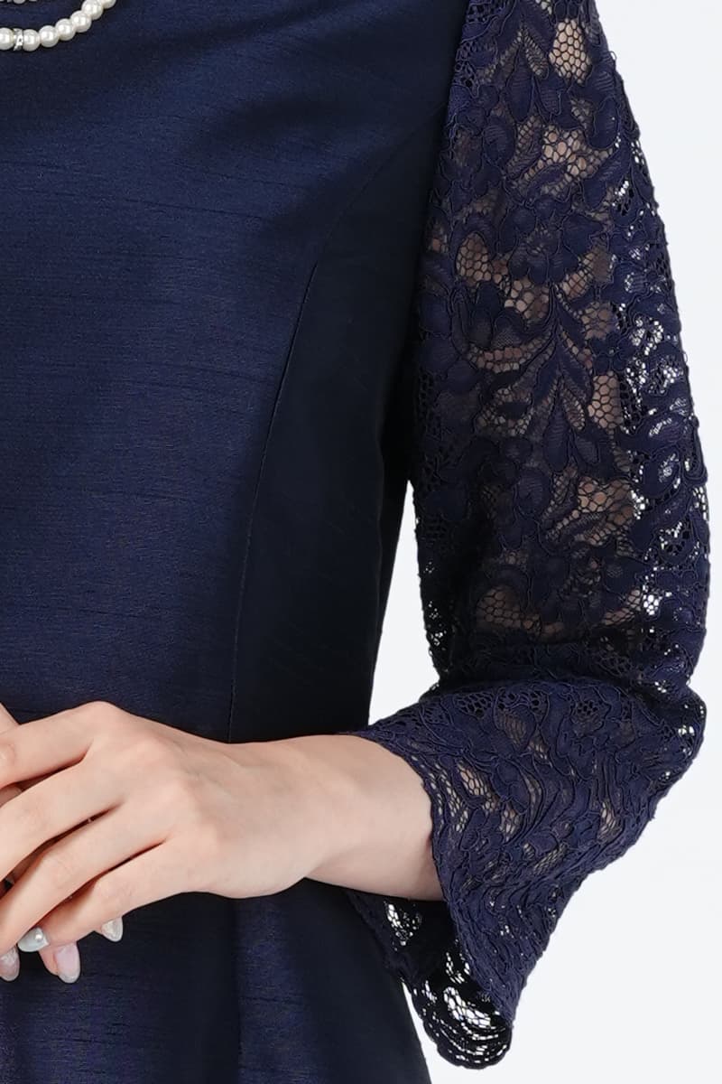 SOIR DOLCE 東京ソワール 上質プレミアム光沢ネイビーロングドレス (L