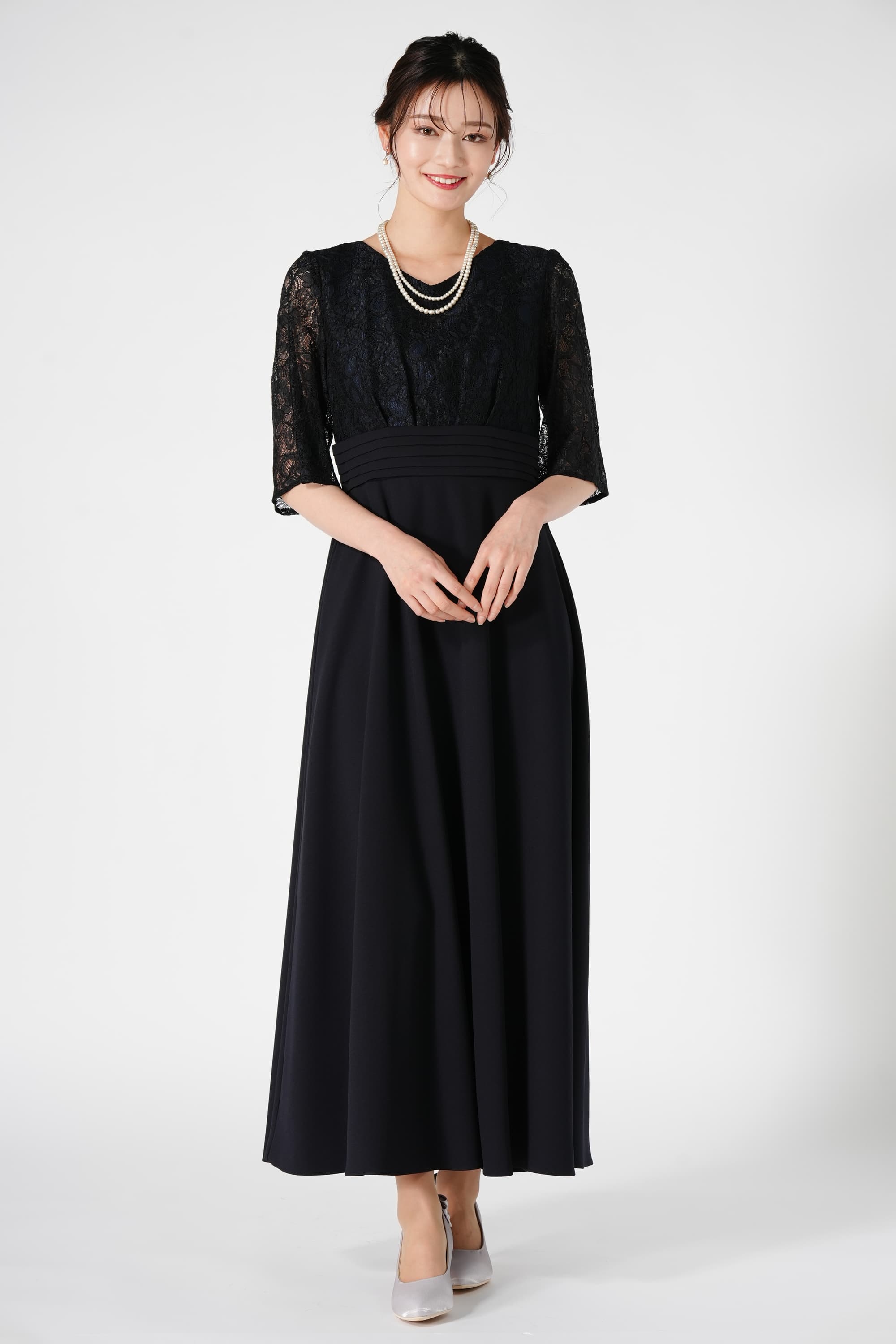 form forma 東京ソワール プリーツマーク濃紺ロングドレス (M) を