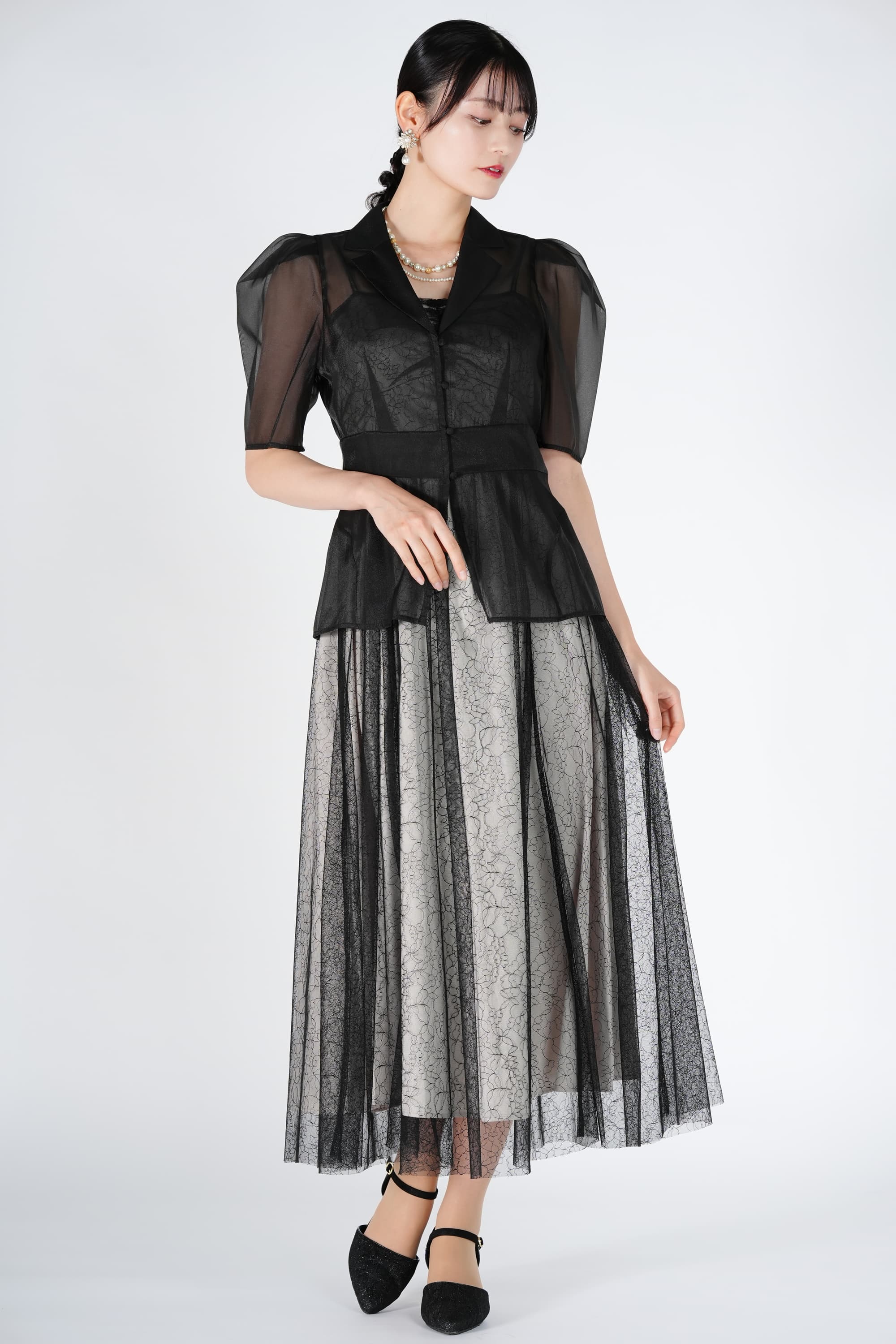 SNIDEL シアージャケット×ブラックドレス (M) をレンタル - 結婚式