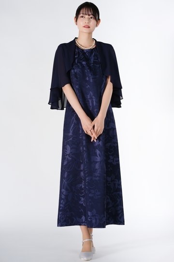 SOIR DOLCE 東京ソワール 上質プレミアム光沢ネイビーロングドレス (M