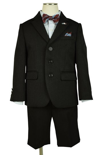 ELLE en noir ストライプブラック蝶ネクタイスーツセット (110cm) を