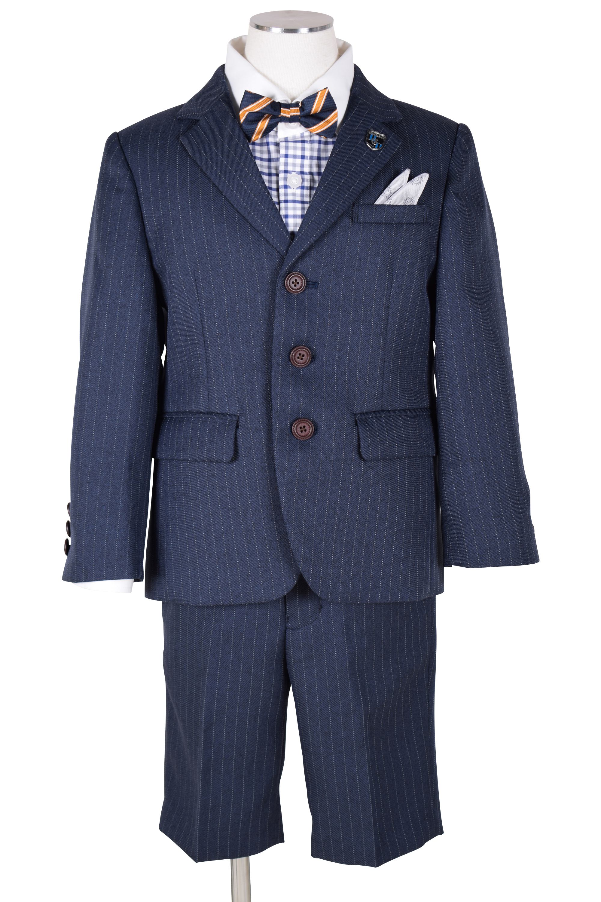 CHOPIN チェックシャツ紺ストライプスーツセット (130cm) をレンタル
