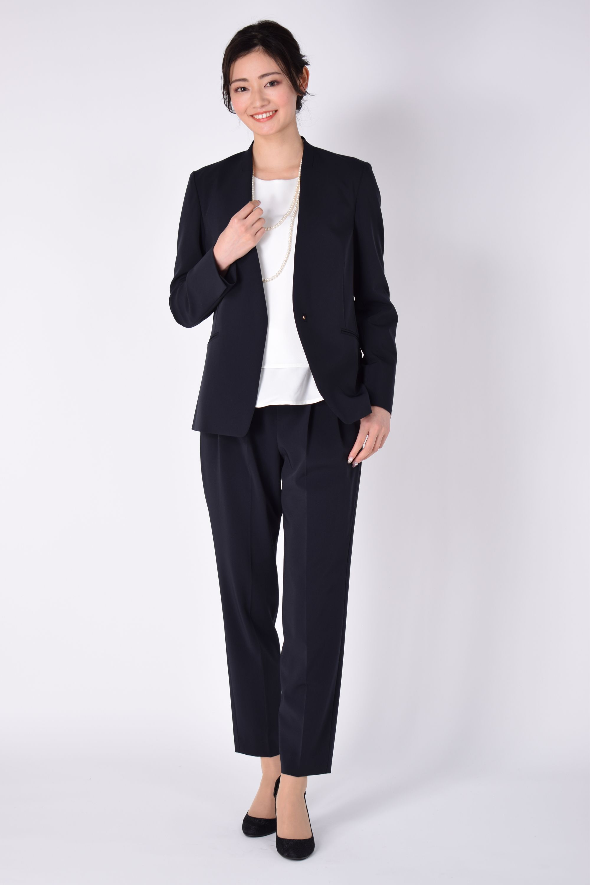 UNITED ARROWS green label relaxing ノーラペルジャケット×ネイビー