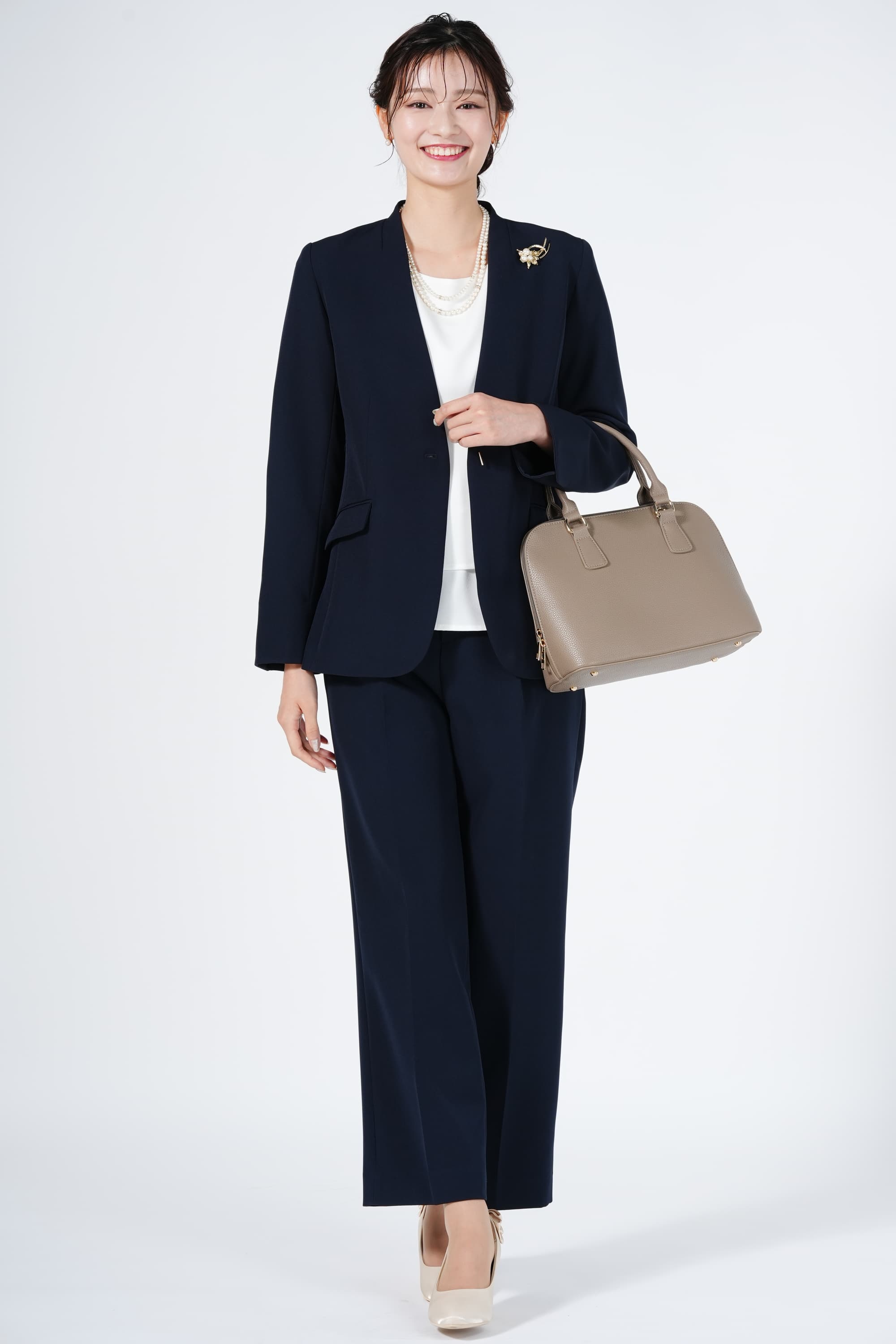 THE SHOP TK メタル釦ジャケットネイビーパンツスーツセット (S) を