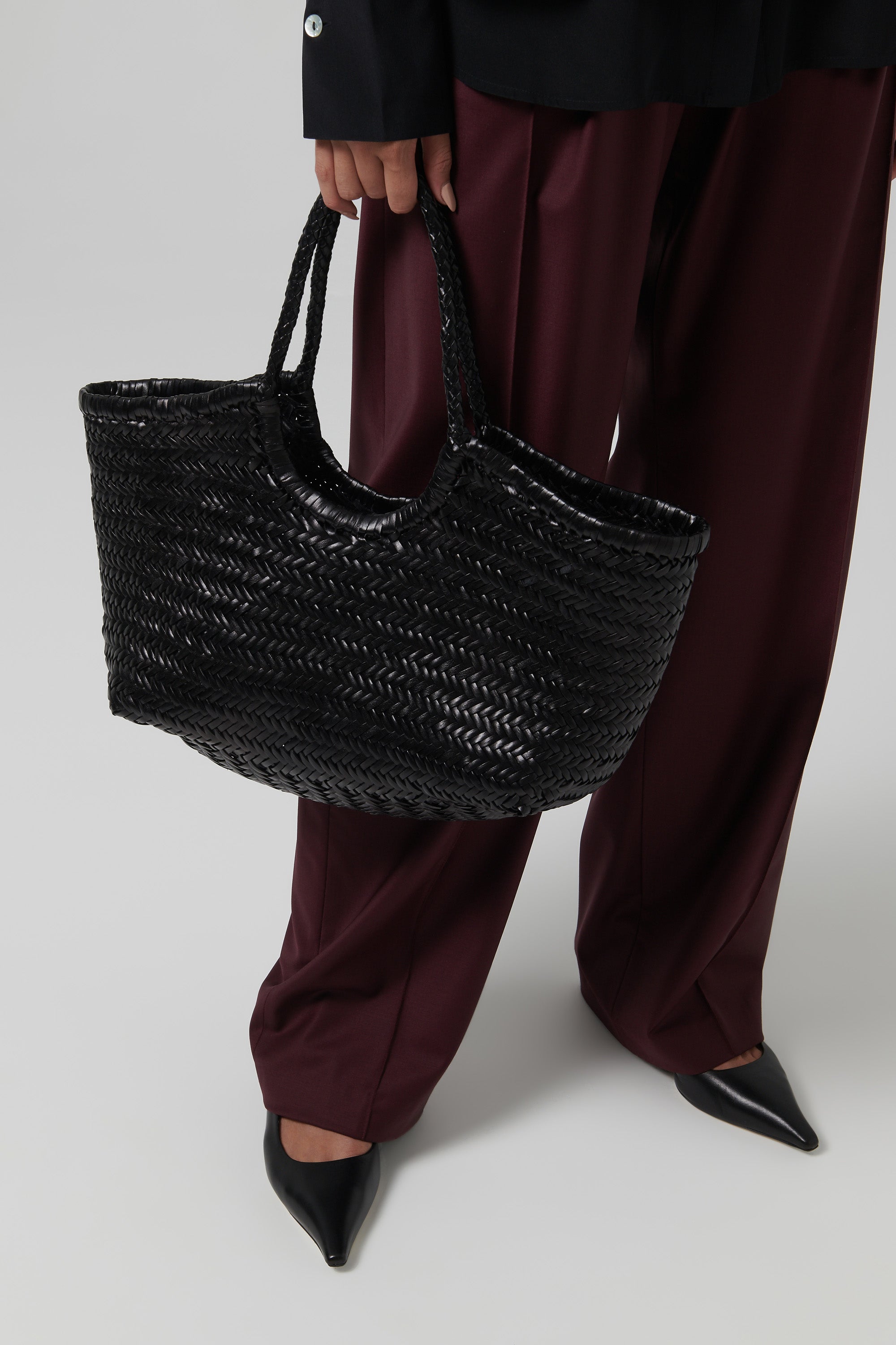 Dragon Diffusion Black Nantucket Basket Big Leather Tote