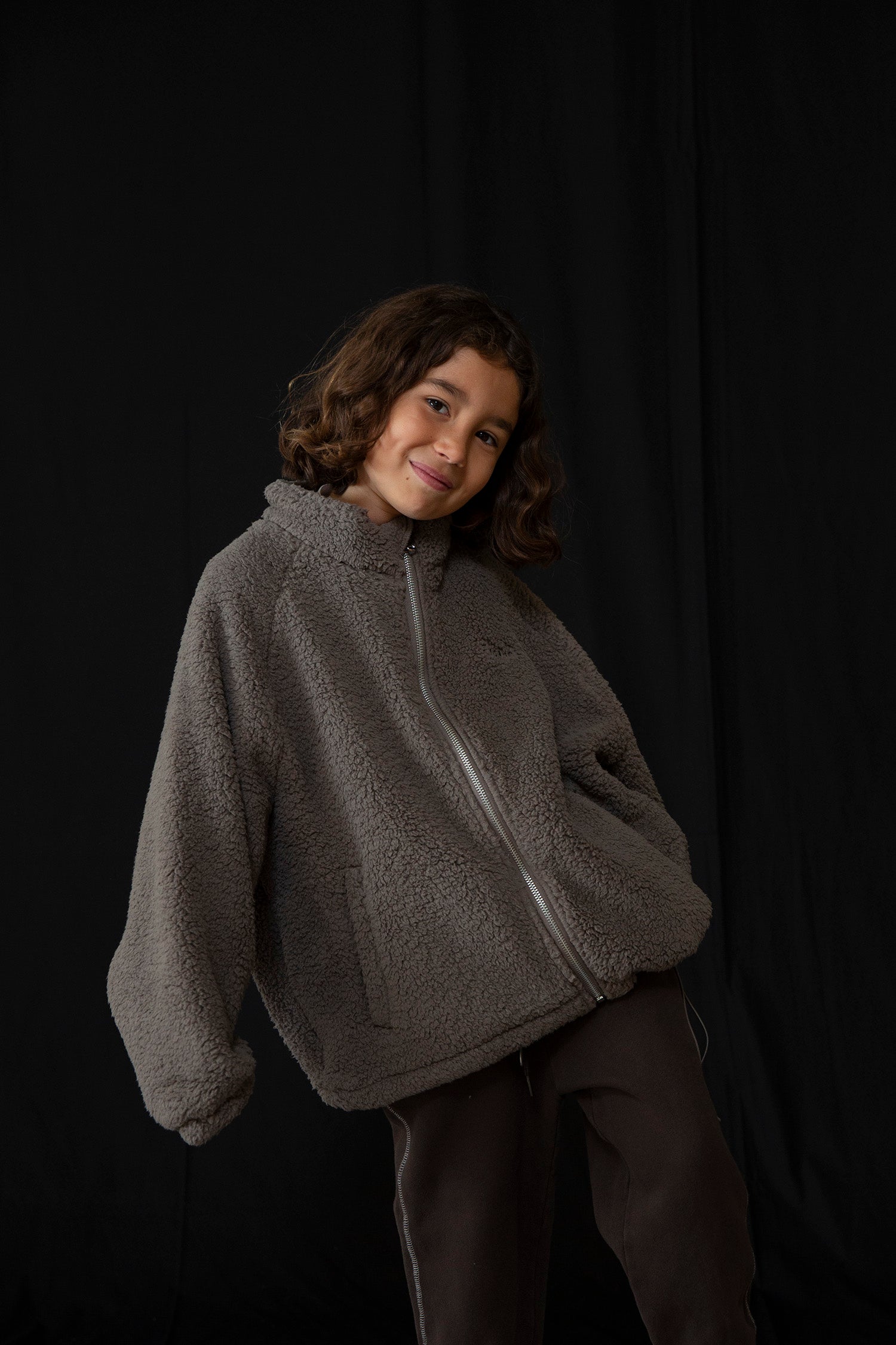 Tenka teddy zip sweater - Stone | Façade