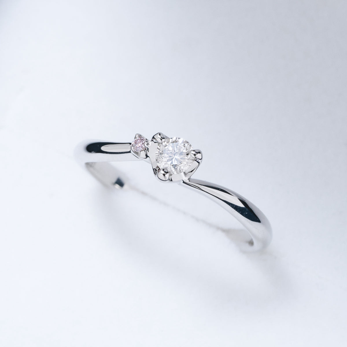 ピンクダイヤモンドリング 0.1ct-up PT900 プラチナ 3本爪留め