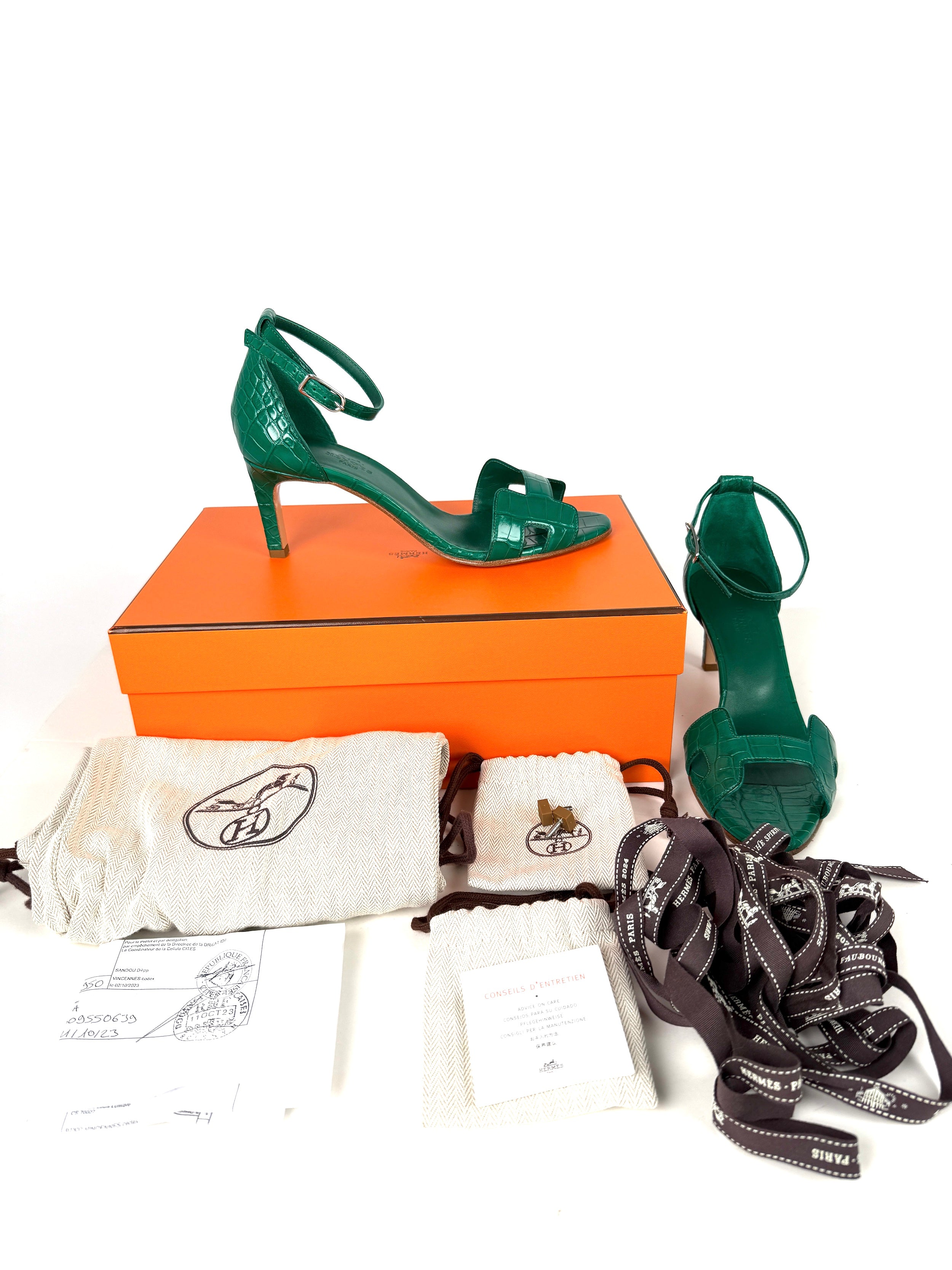 HERMES Joy 70 Special Order Green Shiny Mississippiensis Alligator