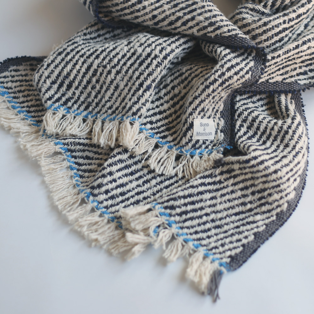 スノアンドモリソン ガラ紡 ミディアムストール / Twill / Ivory