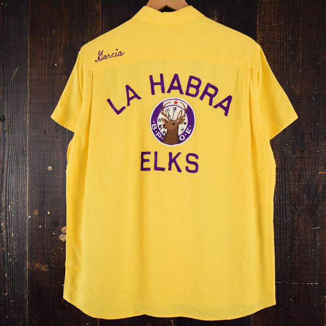 50's〜60's Hilton パッチ付き チェーンステッチボーリングシャツ 50