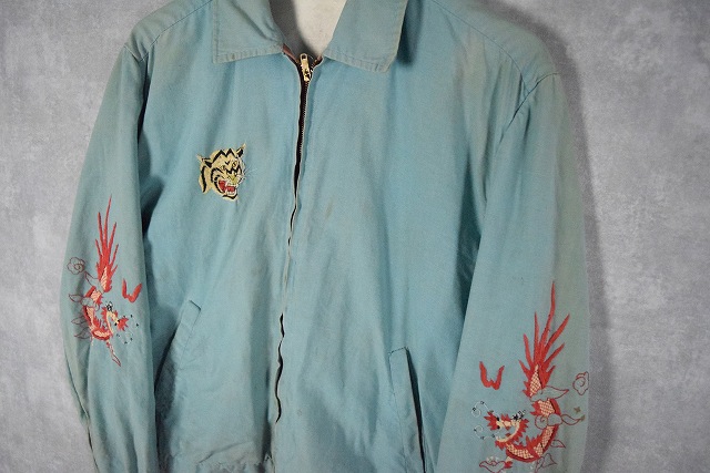 60年代 60s ベトナム 水色 YKKジッパー スーベニアジャケット コットン