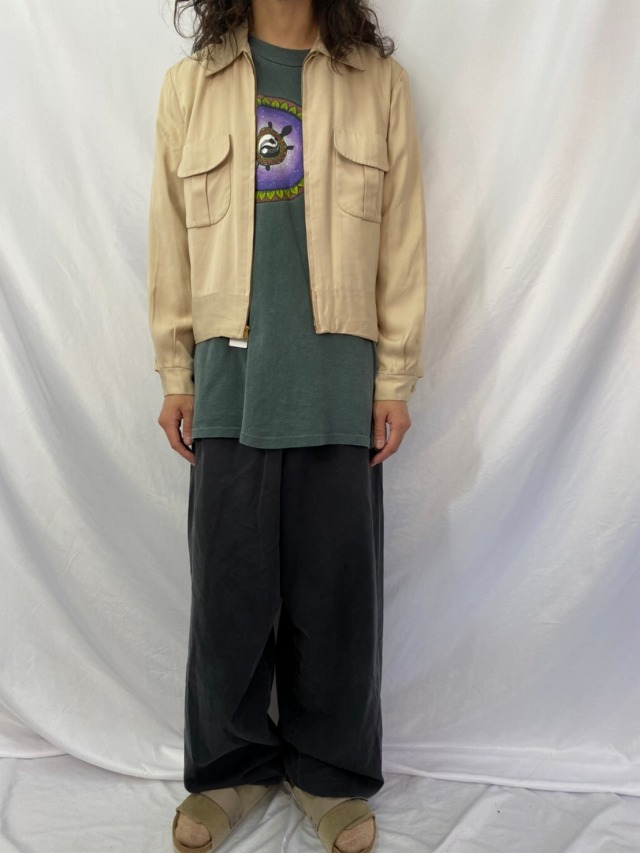 60年代 60s ギャバジャン レーヨンギャバジン アイボリー クリーム