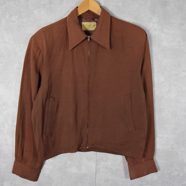 60年代 60s ギャバジャン レーヨンギャバジン ブラウン 茶色