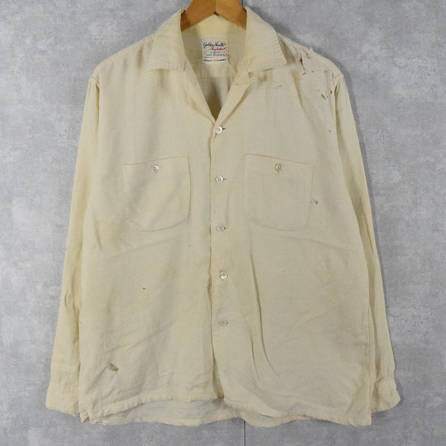 50年代 50s マンハッタン アイボリー 白 ホワイト 開襟 ループカラー