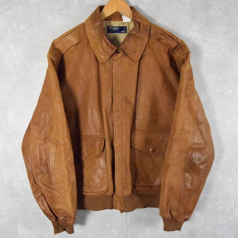 90年代 90s ポロラルフローレン レザージャケット ミリタリー