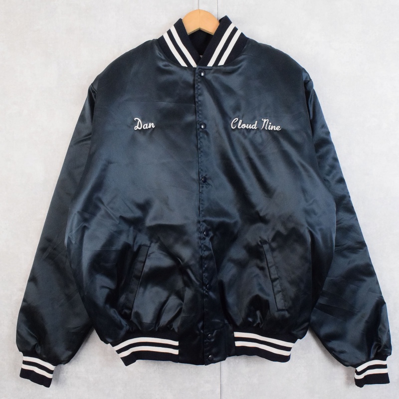 90s 90年代 アメリカ製 ナイロンジャケット ネイビー 紺 チェーン刺繍