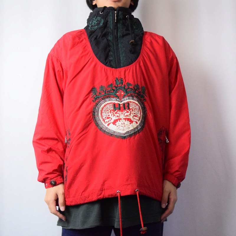 スキーウェア 赤 レッド アメリカ製 ハーフジッププルオーバー ハーフ