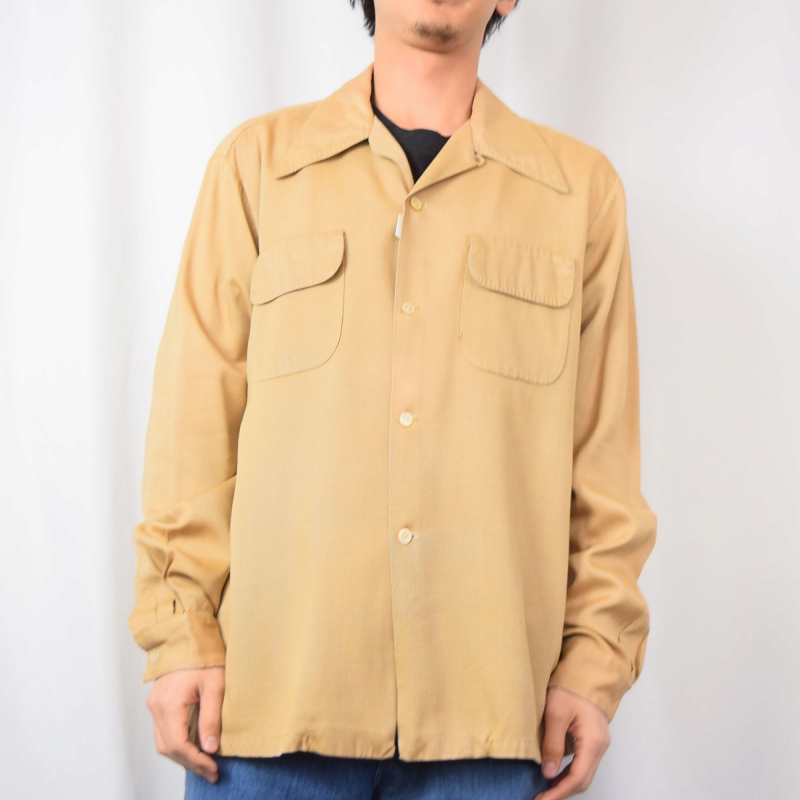 め*ん 40s 50s レーヨン リブシャツ 40s 50s 40年代 50年代 長袖