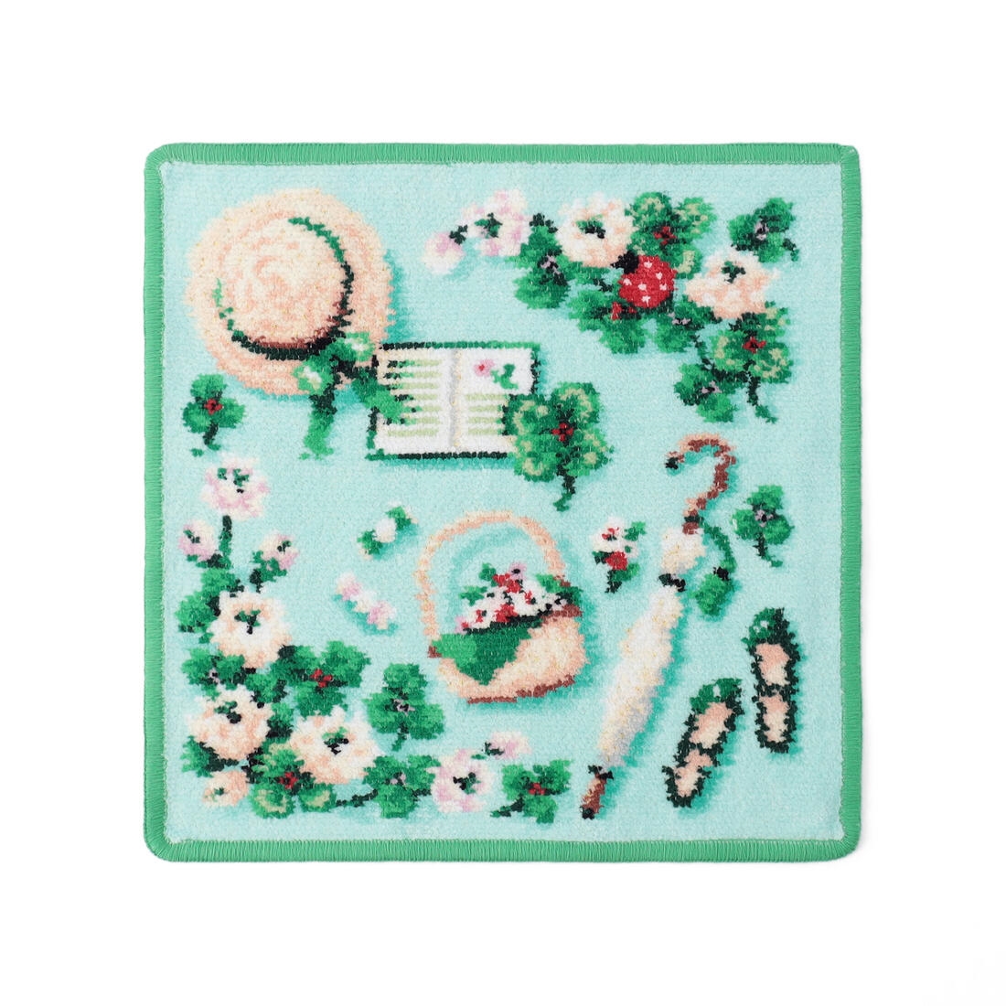 白ふち】フェイラー イエナ ハンカチ グリーンと【ネイビーふち