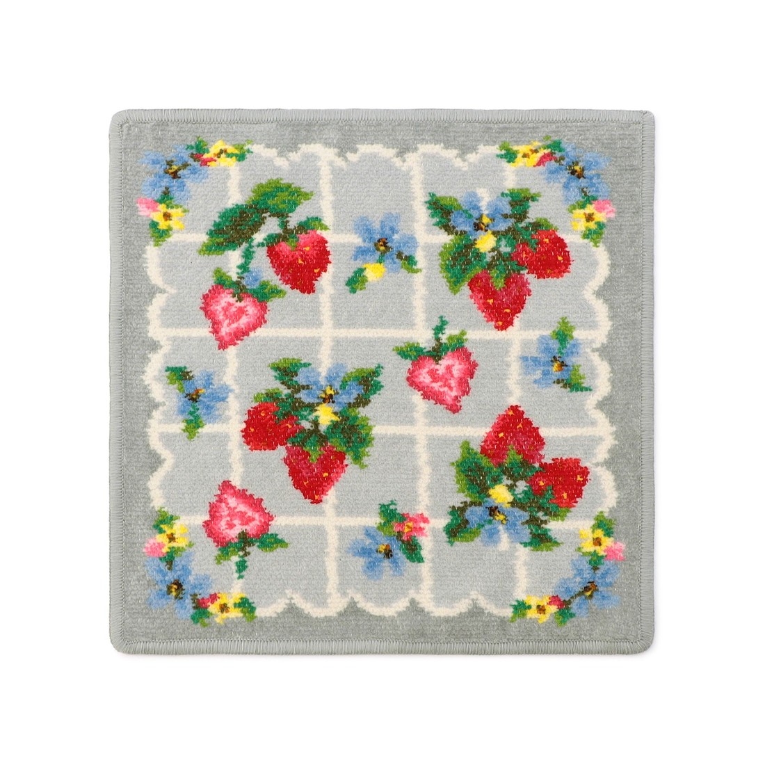 ストロベリーフィールドプティ ハンカチ(シルバーグレー×ライトグレー