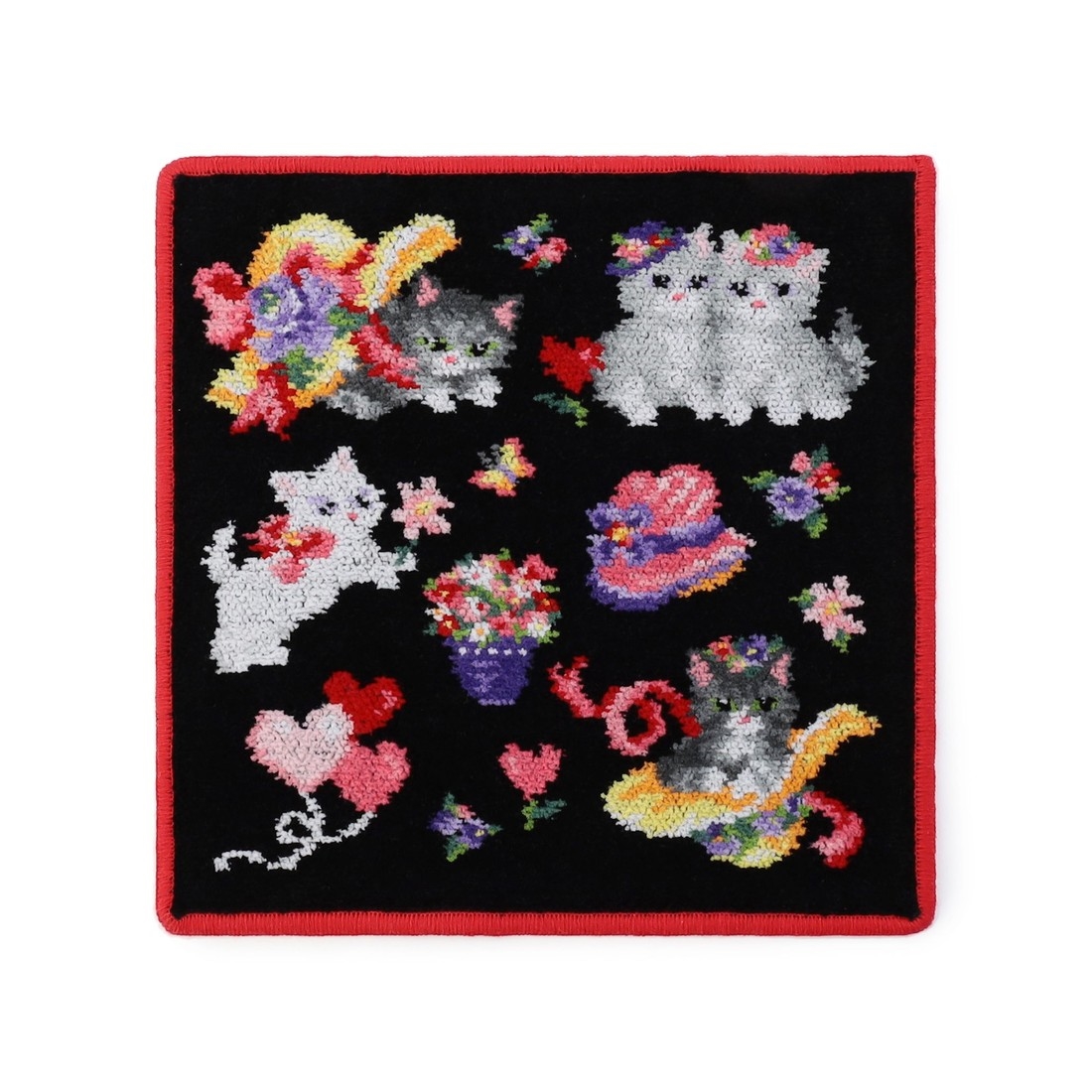 モンプティシャ ハンカチ（WEB限定）(ブラック×レッド): FEILER