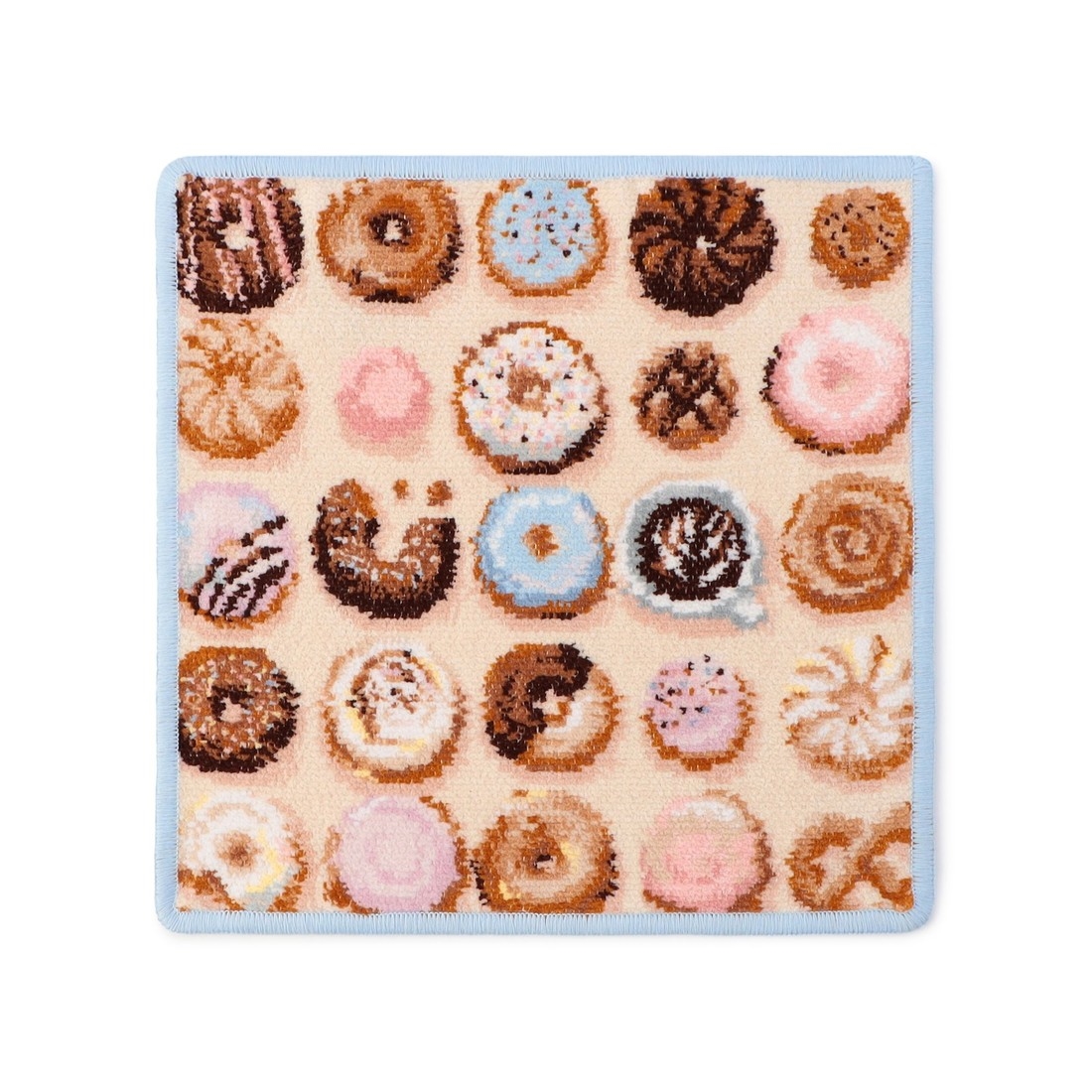 モグモグドーナツ ハンカチ（WEB限定）(ベージュ×ペールブルー