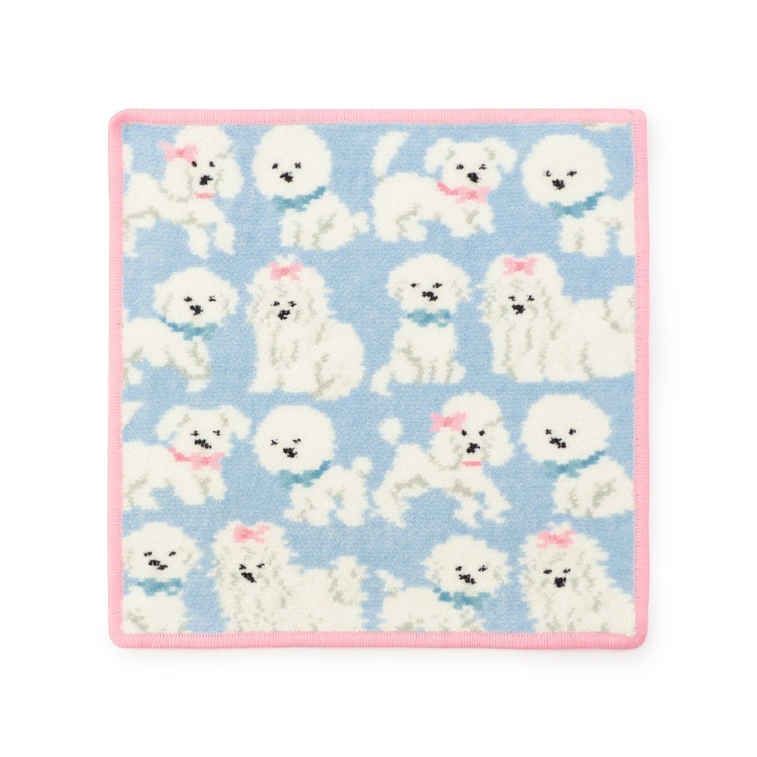 モフモフワンチャン ハンカチ（WEB限定）(ペールブルー×ペールピンク