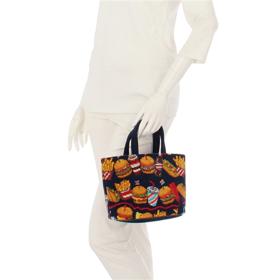 バーガーショップ 巾着付きバッグ L/BUR-257131(ネイビー): LOVERARY