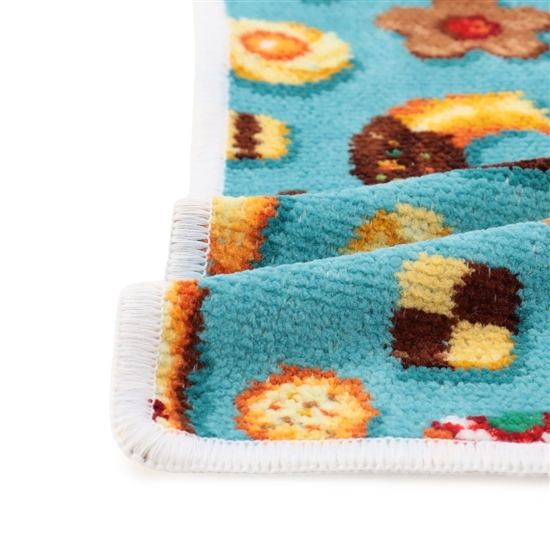 フィーカタイム ハンカチ（WEB限定）(ターコイズブルー×ホワイト