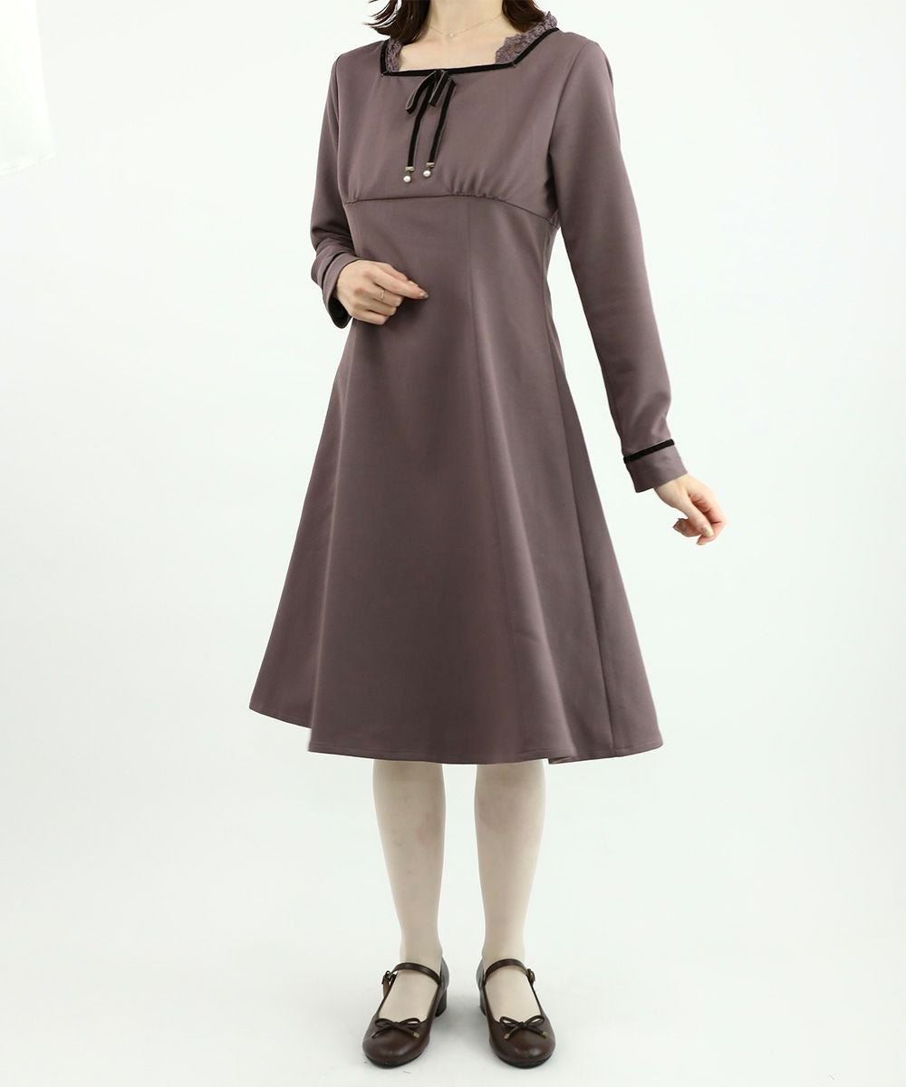 □ハイウエスト切替ベロアリボン使いワンピース/F i.n.t [48AE02j027