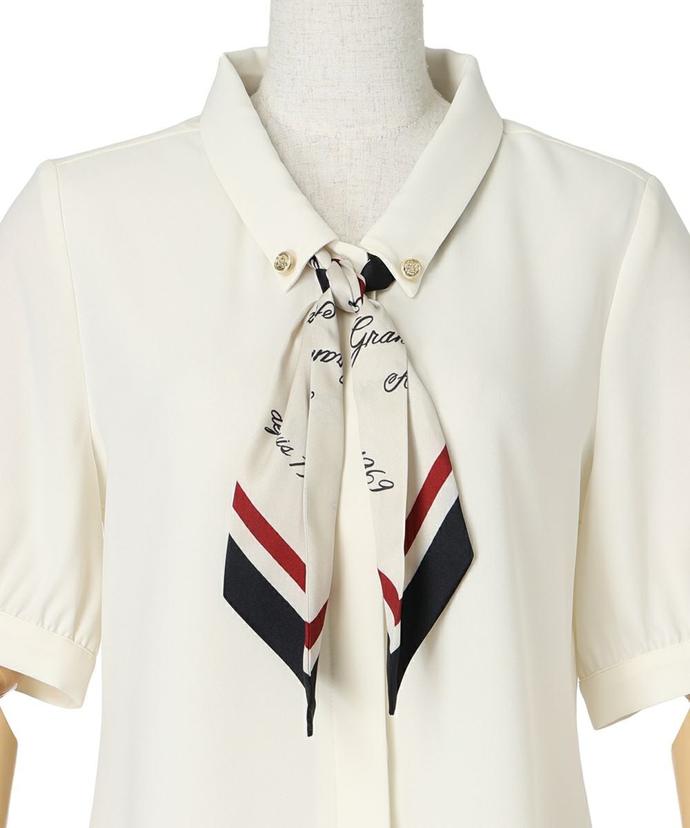 □ロゴラインスカーフ付き5分袖シャツ/an another angelus [54BF01h010