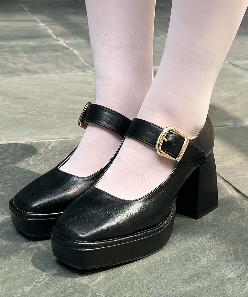 ワンストラップ厚底ヒールパンプス/an another angelus [00BA01d002