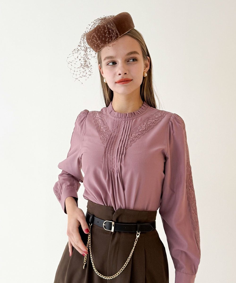 フロントピンタックレース使いブラウス/an another angelus