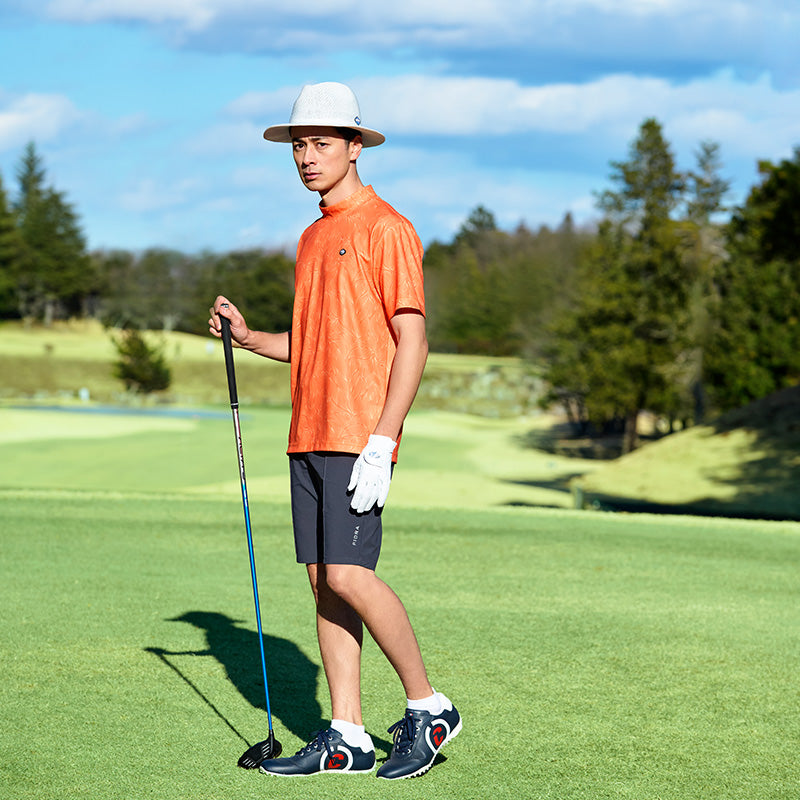 リーフプリントモックシャツ【メンズ】オレンジ – FIDRA