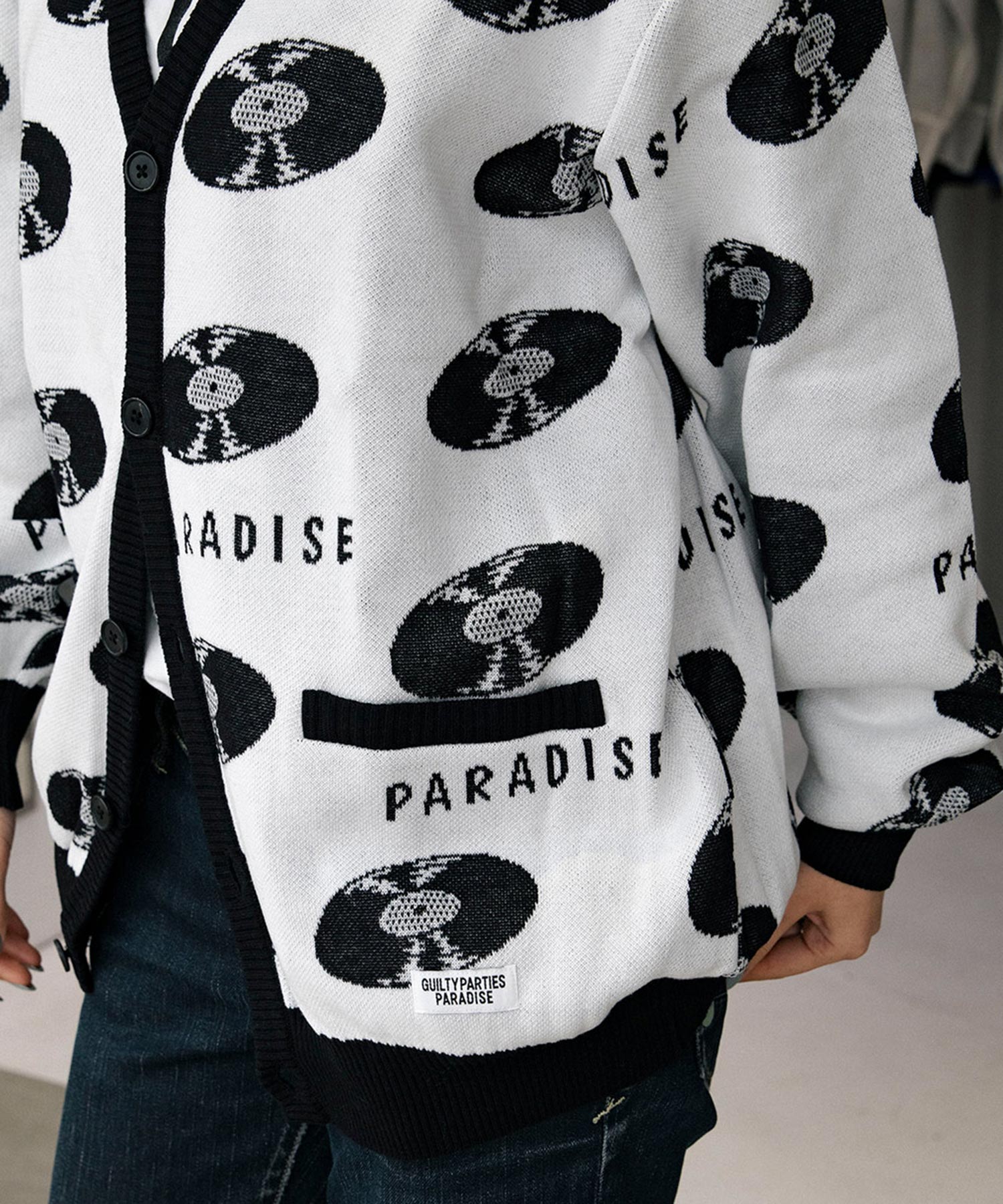 RECORDS JACQUARD KNIT CARDIGAN - WACKO MARIA (ワコマリア) - tops